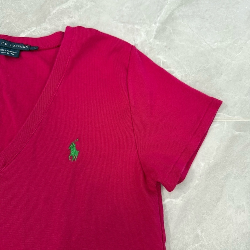 Women’s Ralph Lauren V-Neck Short Sleeve Shirt 100% Cotton Large - Picture 5 of 14